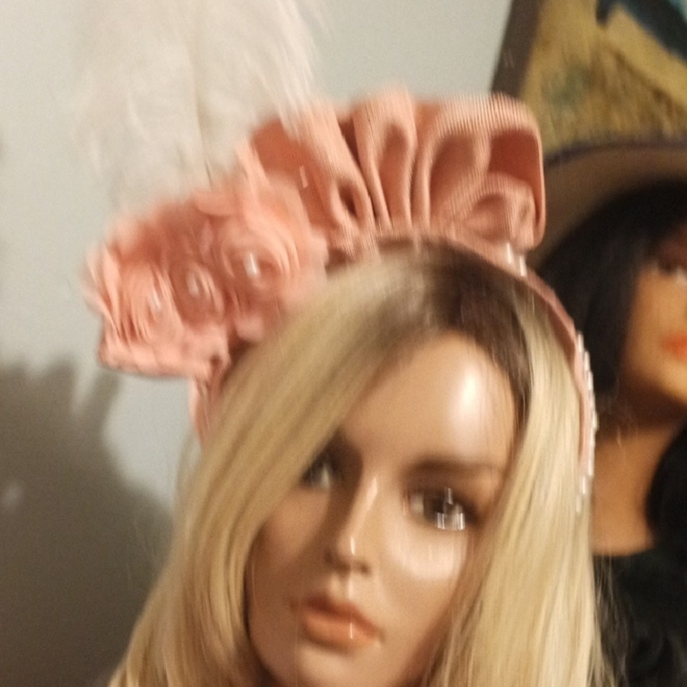 Women's Peach Fabric Floral Headband